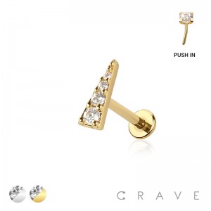 MULTI CZ TRIANGLE ARROW THREADLESS (PUSH IN) 316L SURGICAL STEEL LABRET SET